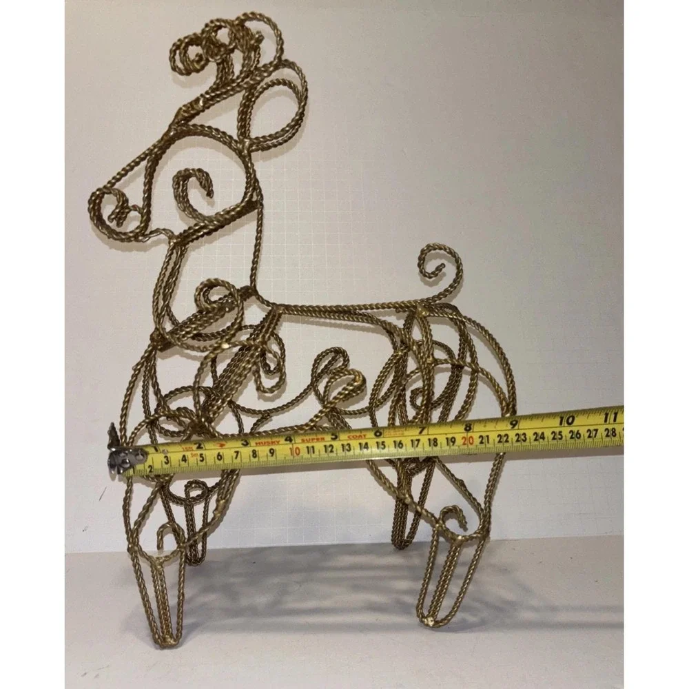 Vintage Metal Reindeer Christmas Gold Holiday Rustic Docor Centerpiece 14